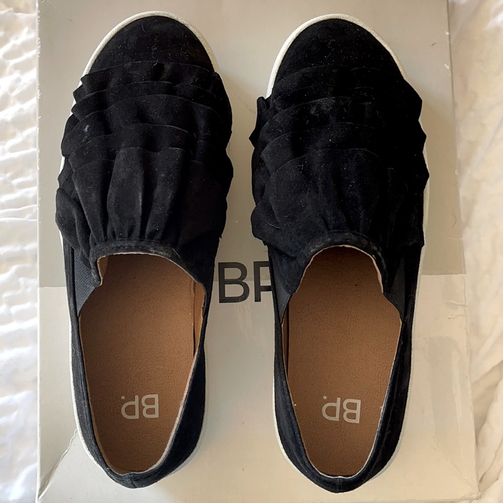 BP Black Suede Slip On Platform Sneakers Size 6